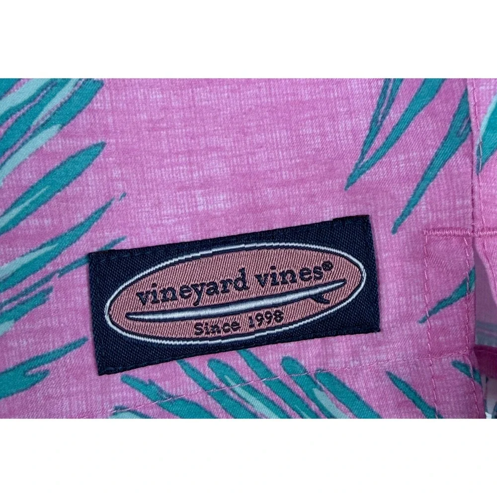 Vineyard Vines Mens Large Pink‎ Tropical Floral Palm Leaf Swim Trunks L 6.5